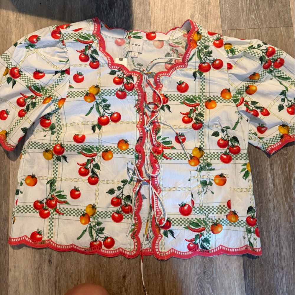 NWT Maeve Tomato  Print Blouse